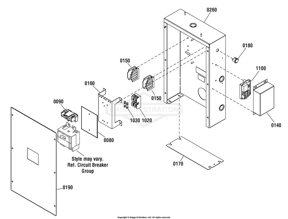 Control Box Group Diagram and Parts List for 076148-01  Briggs and Stratton Generator